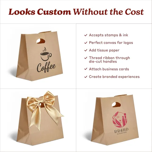 Miniatura 5 de PTP BAGS - Bolsas naturales y blancas de papel de estraza, 11 x 6 x 11 pulgadas, bolsas para servicio de alimentos