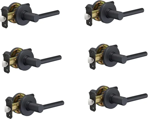 Miniatura 9 de Amazon Basics - Manija de puerta contemporánea, modelo Madison - Privacidad - Níquel satinado, paquete de 6