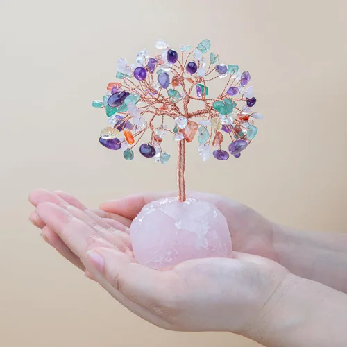Miniatura 2 de ZenBless Árbol de la Vida de Piedras de Cristales Curativos de 7 Chakras, Árbol de Dinero Feng Shui, Pequeño Bonsái Falso Zen Espiritual