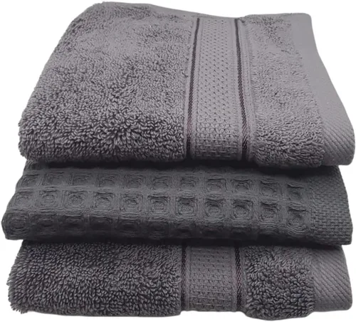 Miniatura 6 de Toallas de cocina turcas Paquete de 3 (2 toallas pequeñas de rizo + 1 mini toalla de gofre), 12 x 12 pulgadas, toallas de mano para baño, toallas