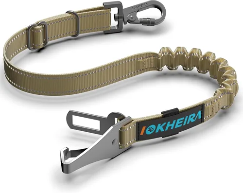 Miniatura 11 de IOKHEIRA Cinturón de seguridad para perro, arnés de automóvil 3 en 1 para mascotas, cinturón de seguridad ajustable de nailon, tela elástica Rojo
