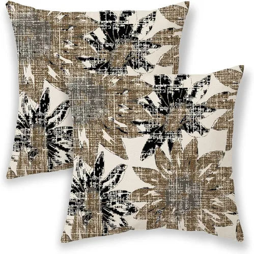 BETGINY Fundas de almohada marrones de 16 x 16 pulgadas, almohadas decorativas de girasol vintage negro para sofá, decoración floral retro, 2 fundas