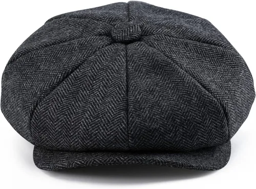 Miniatura 2 de BOTVELA Sombrero de tweed de espiga de 8 paneles de mezcla de lana para hombre