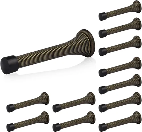 Miniatura 13 de HOMOTEK Paquete de 30 topes de puerta de resorte con parachoques de goma níquel satinado de 3-1/8 pulgadas, resorte flexible resistente, tope
