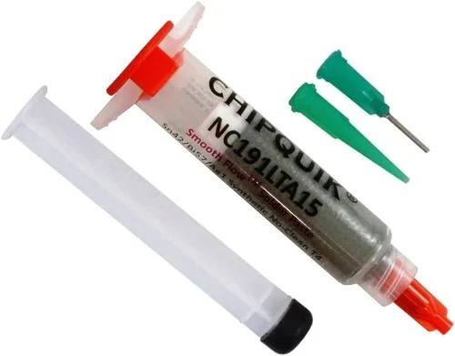 Chip Quik NC191LTA15 Pasta de soldadura a baja temperatura de flujo suave Sn42/Bi57/Ag1 T4 0.53 oz Jeringa