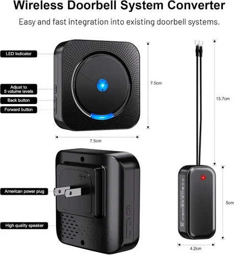 Miniatura 2 de Extensor de timbre inalámbrico con timbre de video, compatible con timbre de video Blink, fácil instalación, alarma fuerte