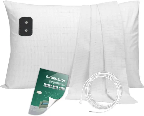 Miniatura 10 de Funda de almohada con cable de conexión a tierra de 15 pies, funda de almohada conductora de fibra plateada para un mejor sueño, aumenta la energía