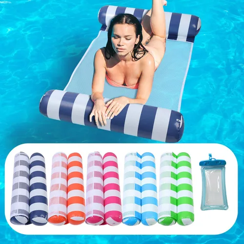 Miniatura 11 de 3/5/8 Pack Pool Hammock Upgrated Water Pool Floats, 4-in-1 (Hammock, Saddle, Lounge Chair, Drifter) Multi-Purpose Water Pool Float, Non-Stick PVC