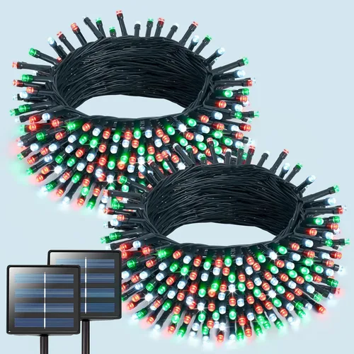 Miniatura 38 de JMEXSUSS 600 luces LED solares azules de Navidad, 206.7 pies, luces azules de Navidad al aire libre, impermeables, 8 modos de luz solar al aire