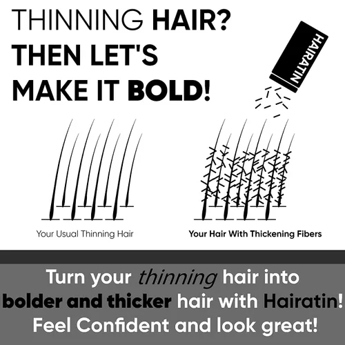 Miniatura 4 de HAIRATIN Fibras de construcción del cabello (AUBURN) Indetectables Botella de 0.99 oz Oculta completamente Cabello fino para mujeres