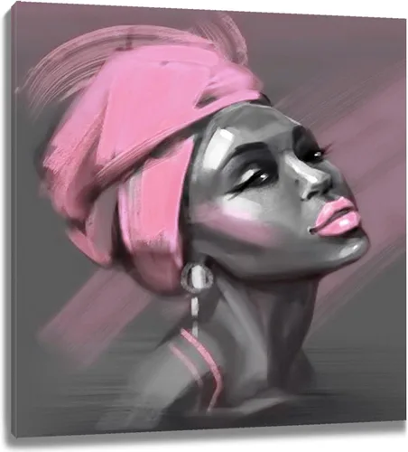 Miniatura 32 de LB Arte de pared de mujer afroamericana, mujer negra con cabello dorado, impresiones de pintura abstracta, belleza moderna negra y dorada para sala