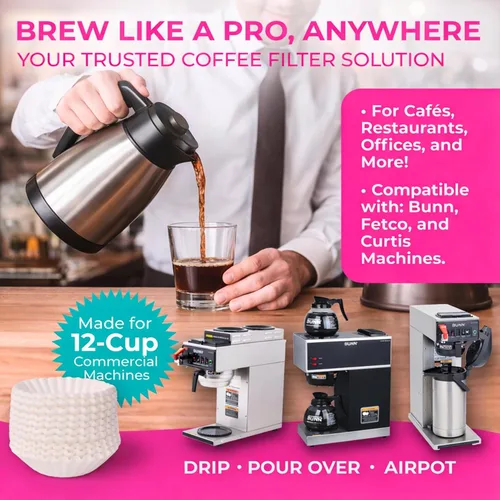 Miniatura 2 de Filtros de café grandes de Katy – Filtros de café comerciales para 12 tazas (24.1 cm x 11.4 cm) Papel premium y extracción de preparación, altos
