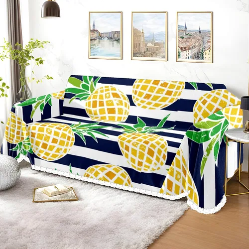 Miniatura 3 de Funda de sofá con estampado de piña a rayas, fundas de sofá para sillón, funda resistente a las manchas, protector universal de muebles
