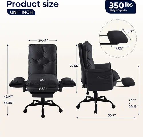 Miniatura 2 de Bestier Silla de oficina con patas cruzadas con reposapiés, silla cruzada de respaldo alto con reposabrazos y ruedas reversibles, silla de oficina