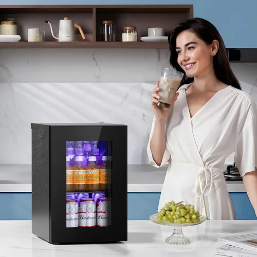 Miniatura 7 de Antarctic Star Refrigerador de Bebidas Enfriador de 18L, 24 Latas, Mini Refrigerador con Compresor Silencioso, Luz LED, Refrigerador Pequeño