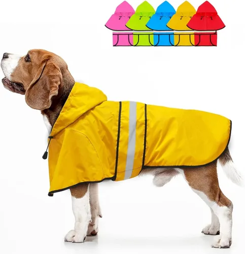 Miniatura 15 de Impermeable con Capucha para Perro de Moda con Agujero para Correa - Chaqueta Impermeable Reflectante para Perro Impermeables Ajustables para Perros