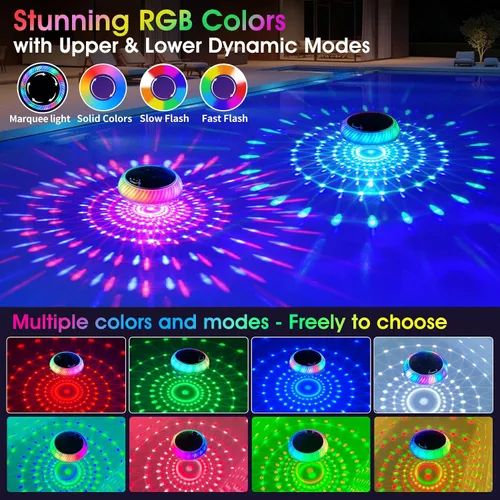 Miniatura 4 de Goallim Luces Solares Flotantes para Piscina, 7.6 Pulgadas RGB Superior e Inferior que Cambian de Color, Luces Solares para Piscina que Flotan