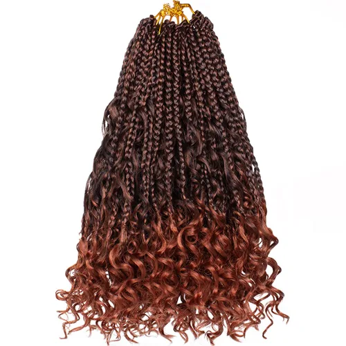 Miniatura 30 de Beverlee Goddess Box - Trenzas de ganchillo de 8 pulgadas, 8 paquetes de trenzas de ganchillo bohemias, extremos rizados, pelo sintético rizado