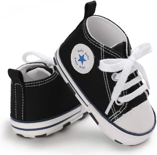 Miniatura 5 de KIDSUN - Zapatos deportivos unisex de caña alta para bebés mezclilla de lona suela antideslizante suaves para los primeros pasos