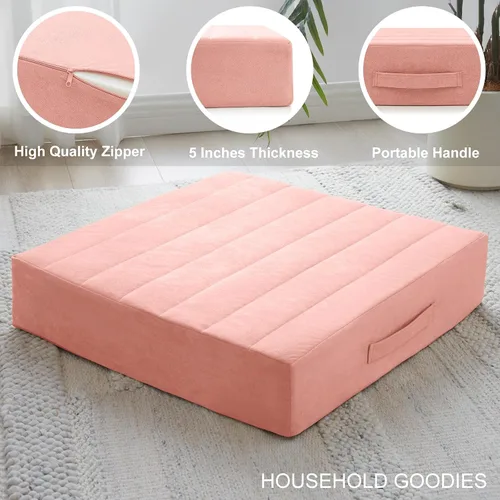 Miniatura 3 de JKMAX 2 Piezas Almohadas de Espuma de Alta Densidad para Piso - Almohadas Grandes Mejoradas de Asiento para Adultos - Cojín de Piso para Exteriores