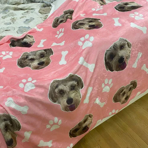 Miniatura 13 de Manta personalizada de fotos y textos para bebés, niños y adultos. Manta facial de forro polar personalizada, regalos personalizados para perros