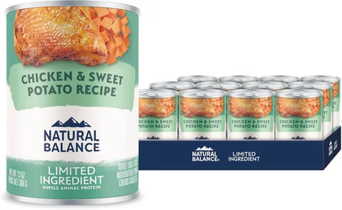 Natural Balance Limited Ingredient Alimento enlatado húmedo para perros adultos, sin granos, receta de pollo y batata, 13 onzas (paquete de 12)