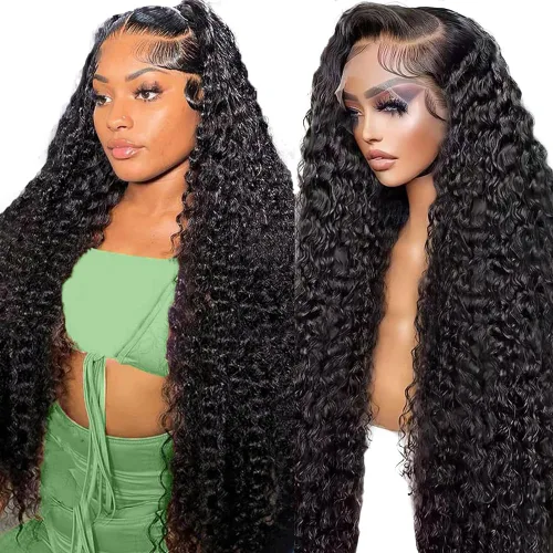 Miniatura 15 de Pelucas de cabello humano rizado con encaje frontal de 13 x 6 pulgadas, pelucas de cabello humano brasileño rizado para mujeres, densidad del 200 %