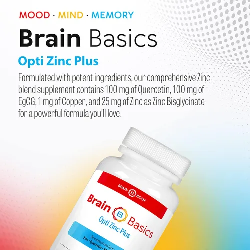 Miniatura 6 de Brain Basics Opti Zinc Plus - Suplemento de zinc con quercetina, EGCG y cobre. Fórmula de apoyo inmunológico - 60 cápsulas