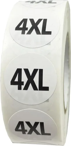 FuraHa 1000 piezas de etiquetas adhesivas de talla 4XL para ropa, 19 mm de diámetro, redondas, etiquetas autoadhesivas de talla para camisetas de