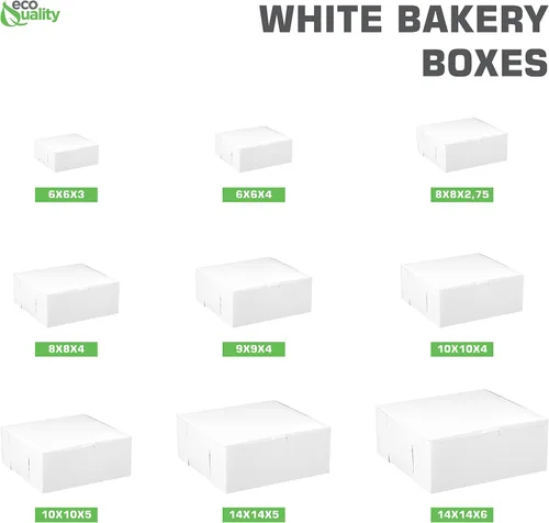 Miniatura 4 de Paquete de 100 cajas blancas de pastelería de 10 x 10 x 5 pulgadas, cartón kraft blanco para el hogar o venta al por menor, cartón de papel