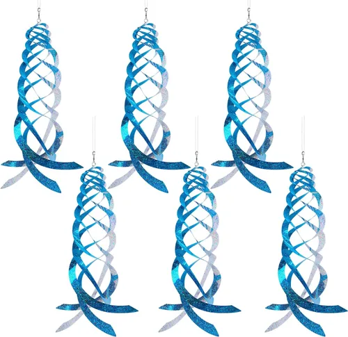 Miniatura 11 de Hausse Reflectores espirales repelentes de pájaros azules de Mylar giratorios, dispositivo reflectante colgante para disuadir aves, decorativo