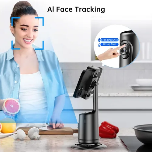 Miniatura 2 de Soporte para teléfono de seguimiento automático, trípode de seguimiento facial, portátil todo en uno, palo inteligente para selfie con rotación