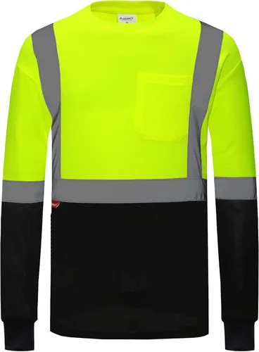 Miniatura 30 de ProtectX Camisas de manga larga de alta visibilidad, camiseta de seguridad reflectante de alta visibilidad para hombres y mujeres, camisa de Azul