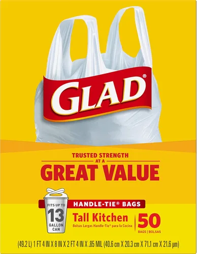 Miniatura 8 de Glad Bolsas de basura altas de cocina de 13 galones, bolsas de basura sin perfume, lazo de asa, 50