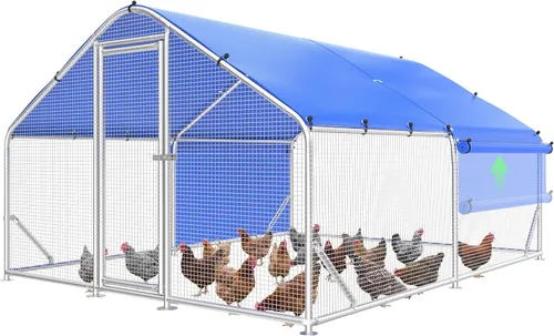 Miniatura 14 de Sino Luban Gallinero grande de metal para 10 pollos/patos, corridos de pollo para patio con cubierta impermeable, recinto de pollo al aire libre