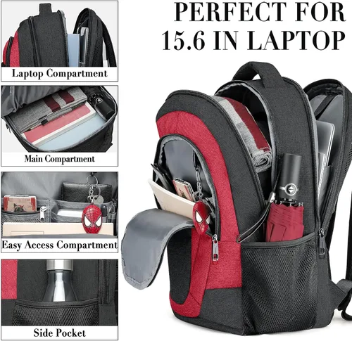 Miniatura 2 de Mochila de Viaje para Laptop para Mujeres y Hombres, Mochila Escolar para Adolescentes con Puerto de Carga USB, Mochila Universitaria Impermeable