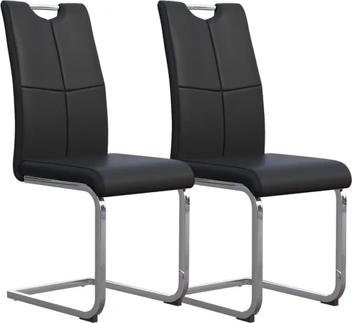 Miniatura 17 de Juego de 2 sillas de comedor, modernas sillas de comedor de piel sintética, sillas tapizadas para cocina, comedor, respaldo alto ergonómico