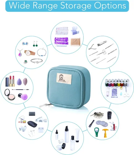 Miniatura 5 de Juego de 4 soportes sanitarios de viaje pequeños para niñas, impermeables, bolsas de joyería para cosméticos, lápices labiales, organizadores