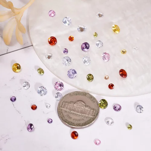 Miniatura 4 de Beadthoven - Mini cabujones de piedra de circonita cúbica con facetas puntiagudas y facetadas, cuentas de diamantes de circonita cúbica para hacer