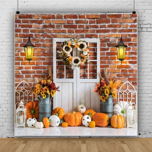 Miniatura 5 de Telón de fondo de paisaje de bosque otoñal para fotografía, paisaje de otoño, hojas de día de Acción de Gracias, calabaza, girasol, fondo
