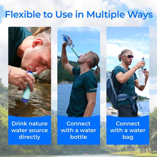 Miniatura 7 de Waterdrop Paja de filtro de agua por gravedad, sistema de filtración de agua para campamento, purificador de agua de supervivencia para viajes