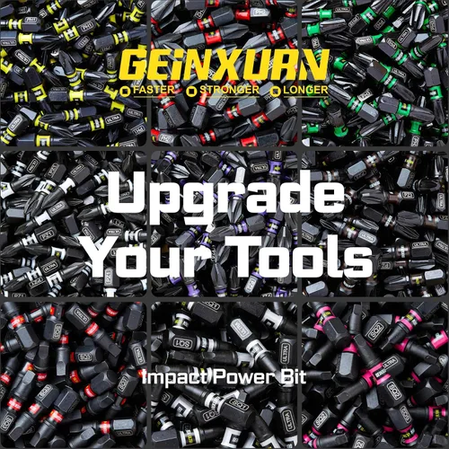 Miniatura 9 de Geinxurn Juego de 217 puntas de destornillador de impacto, acero S2 de 1"/2"/3"/6" magnético D2 Phillips/ranurado/cuadrado/Torx/Hex Multi puntas