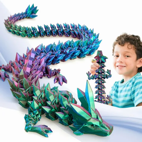 Miniatura 16 de meturebear Dragón Grande Impreso en 3D, Juguetes de Dragón 3D de 30 Pulgadas, Juguetes de Animales de Cristal Fidget Más Grandes, Animales Arcoír