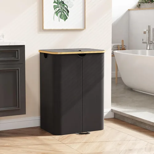 Miniatura 8 de Lifewit - Cesto de lavandería doble de 150L con tapa, canastas grandes para la ropa con bolsas extraíbles, 2 secciones, cestos estéticos