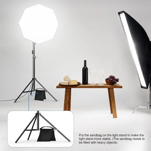 Miniatura 3 de EMART Softbox - Kit de iluminación con bolsa de arena, 25.5 pulgadas de diámetro con 2 bombillas LED de control remoto de 135 W, 3000-6500 K, kit