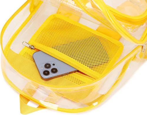 Miniatura 110 de CAMTOP Mochila transparente resistente y transparente para estudiantes, escuela, trabajo, festival, viajes, deportes, Beige, Mediana, Camtop Mochila