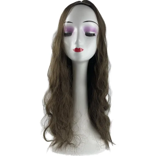 Miniatura 6 de Peluca larga ondulada de parte media para mujer, pelucas sintéticas rizadas naturales, onduladas, resistentes al calor, base grande, 7.1 x 7.1 in