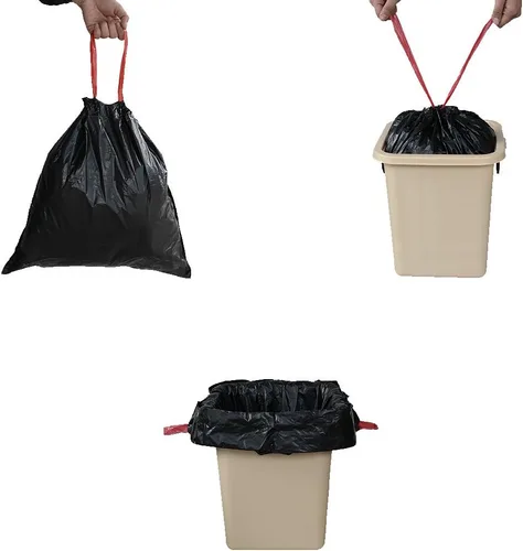 Miniatura 5 de Begale Pequeña bolsa de basura negra con cordón de 1.2 galones (110 unidades/3 rollos)