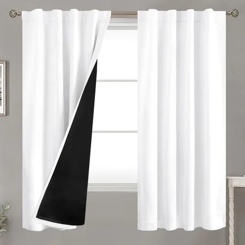Miniatura 139 de BGment Cortinas 100% opacas beige de 63 pulgadas de largo con forro aislante térmico, bolsillo para varilla y lengüeta trasera de doble capa