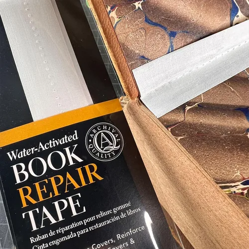Miniatura 6 de Lineco, Cinta de reparación de libros activada por agua, para cubiertas de bisagras, folletos de reparación, cubiertas y páginas de papel, sin